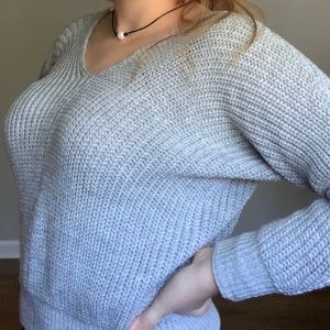 Gray Cross-Back Sweater